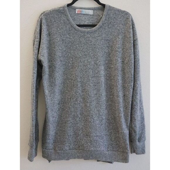 Free People Beach OB1083246 Womens Sz S Gray Heather L/S Cotton Pullover Sweater - Picture 1 of 8